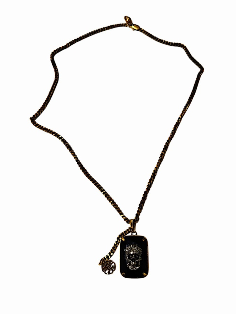 Alexander McQueen Gold Tone Skull Pendant Necklace